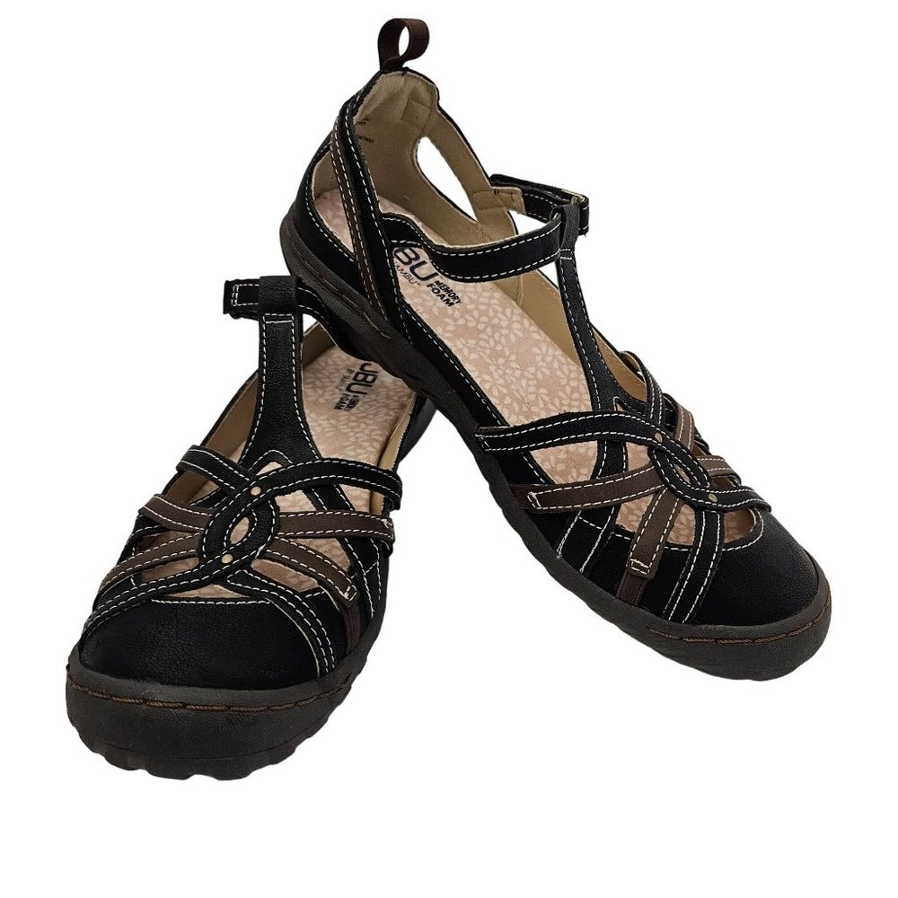 Mary Jane Women's Black & Brown Closed-Toe Sandals - Casual Everyday